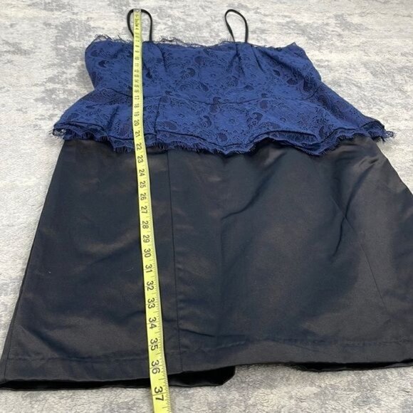 Kate Young for Target Colorblock Peplum Cocktail Party Dress Lace Satin Blue 14 - Picture 9 of 14